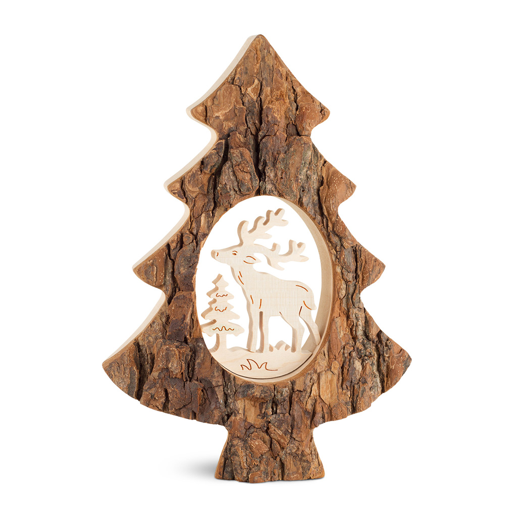 Bark Tree With Maple Wood Motif: Deer