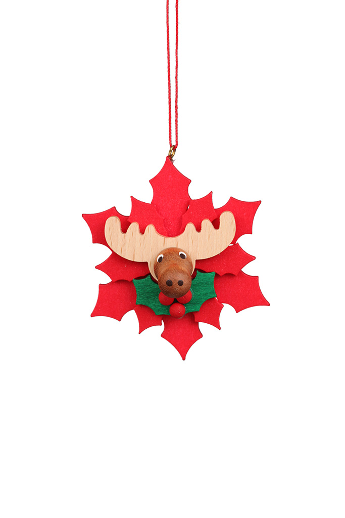 Poinsettia With Elk Ornament