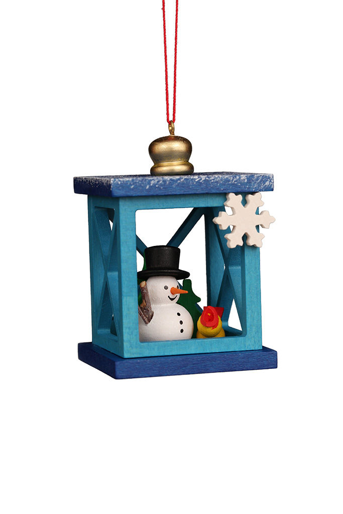 Christmas Lantern With Snowman Ornament