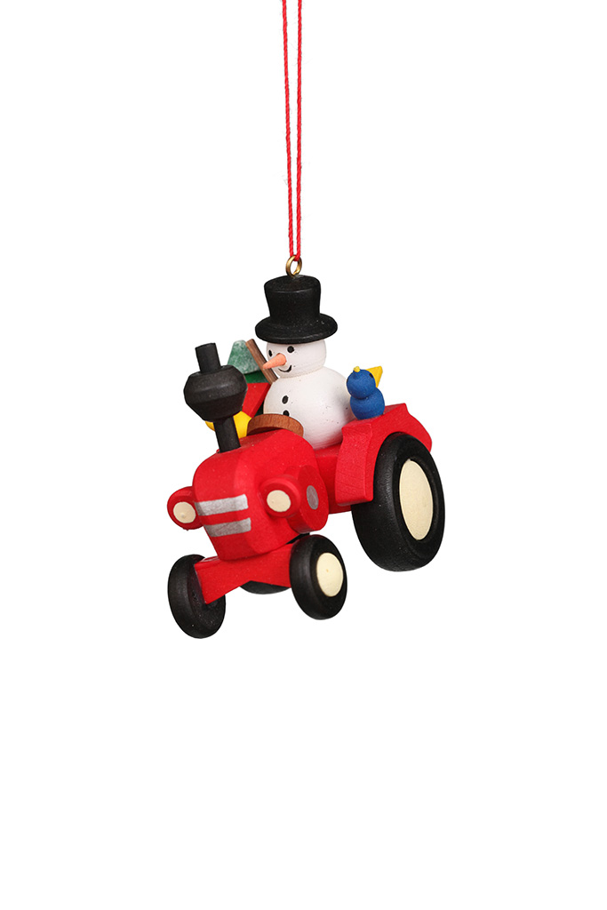 Tractor With Snowman Ornament