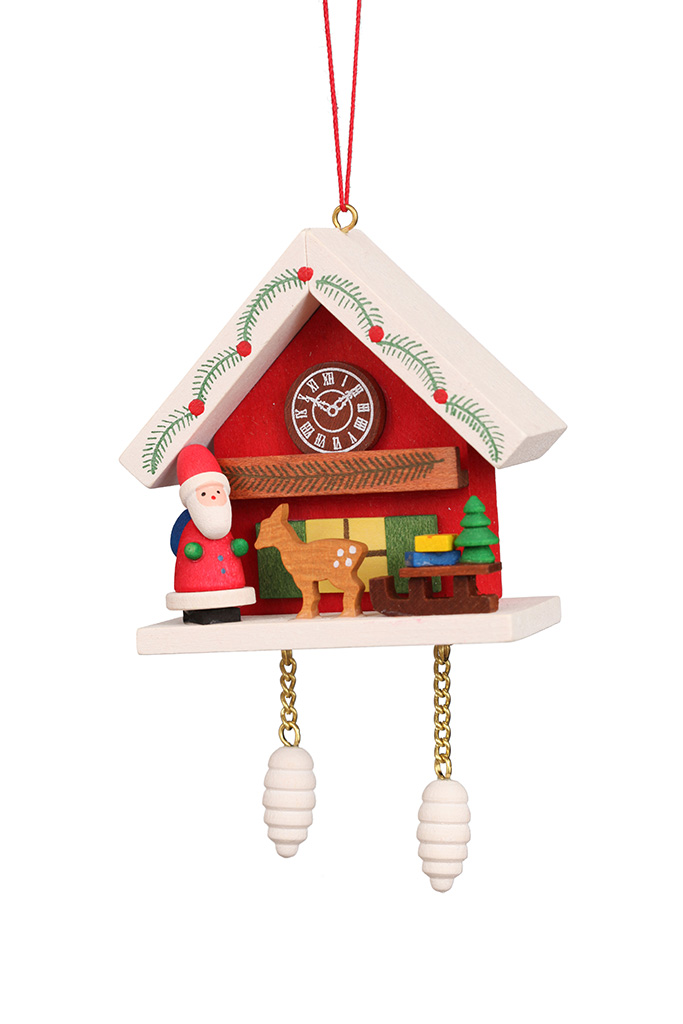 Cuckoo Clock Red With Santa Ornament Cuckoo Clock Red With Santa Ornament