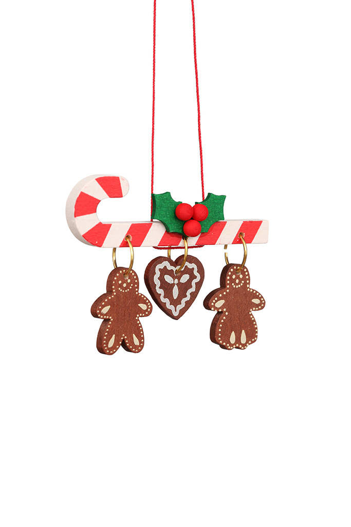 Candy Cane With Gingerbread Ornament