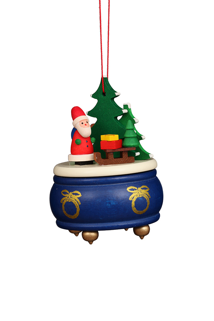 BB Spieldose blau mit Weihnachtsmann