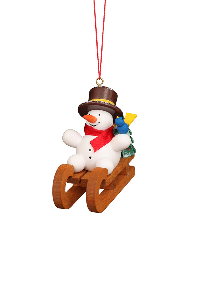 Snowman On Sled Ornament