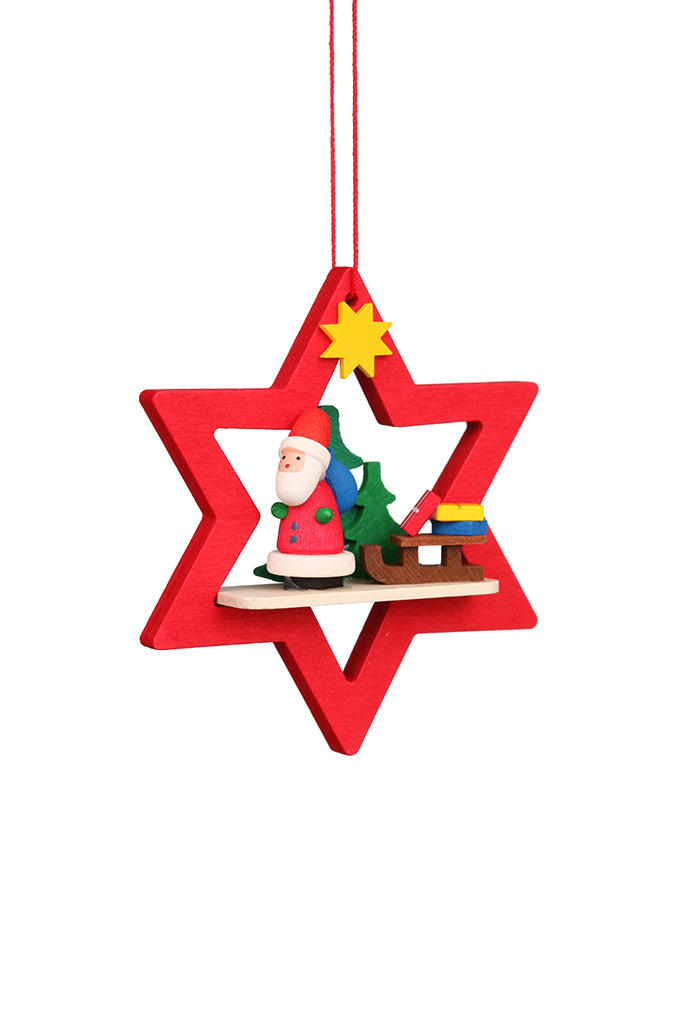 Santa In A Red Star Ornament