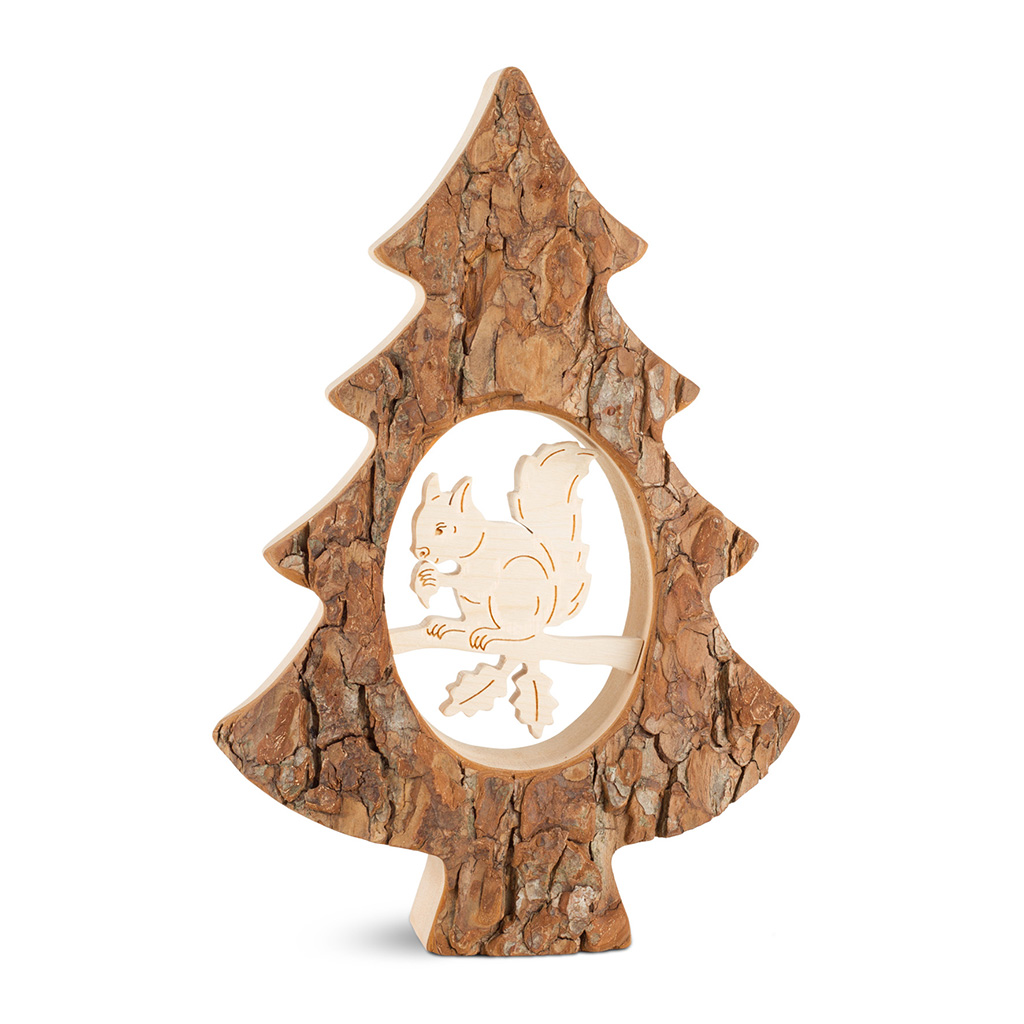 Bark Tree With Maple Wood Motif: Squirrel