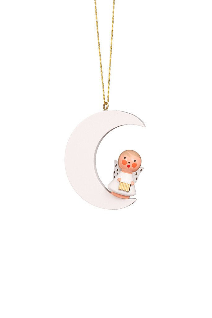 Angel In White Moon Ornament